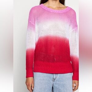 J Crew Ombre Pink-Red Open Knit Sweater